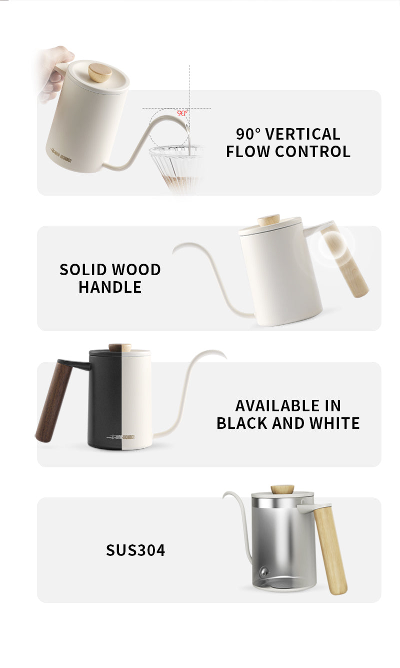 Ca Rót Cổ Ngỗng Planet 600ml MHW-3BOMBER – Pour Over Chuẩn Barista 23 Planet Hand Brewing Kettle – tay cầm gỗ walnut/maple