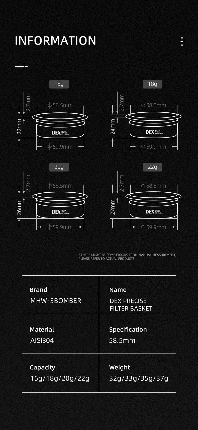 Giỏ Lọc 2 Lớp DEX 58mm MHW-3BOMBER 872 Lỗ