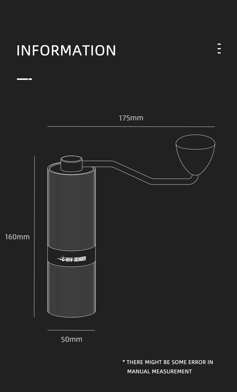 Cối xay cà phê thủ công MHW-3BOMBER Racing M1 màu xám – burr 38mm