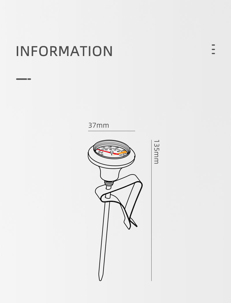 Nhiệt Kế Pha Cà Phê MHW-3BOMBER 0-100℃ – Kẹp Đa Cấp, Inox SUS304 Cho Barista Đánh Sữa 20 Nhiệt Kế Dạng Kim