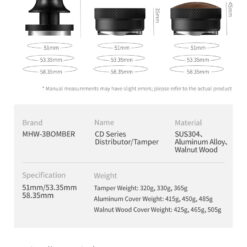 Alternative view of Dụng Cụ Nén CD Series Tamper Ripple Base MHW-3BOMBER – Chống Nghiêng, Làm Chủ Lực Nén Espresso