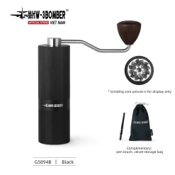 Cối Xay Cà Phê Thủ Công Racing M1 MHW-3BOMBER - Màu Đen– Burr 38mm, 24 Cấp