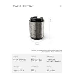 Alternative view of Ly Titan Cách Nhiệt MHW-3BOMBER Titanium Cup – 220ml Siêu Nhẹ 160g, Giữ Nhiệt 5 Giờ, Outdoor & Café