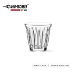 Ly Thủy Tinh Chịu Nhiệt MHW-3BOMBER Wright Cup 90ml – Transparent, Gân 3D Retro, Espresso Pro